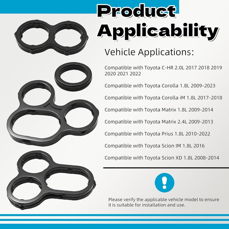 Muyesm 4pcs Camshaft Bearing Cap Oil Hole Gasket Kit Compatible with Toyota C-HR 2017-2022,fit for Corolla 2008-2023,fit for Matrix 2009-2014 Fit for Scion iM 2016, XD 2017-2018 - Image 4
